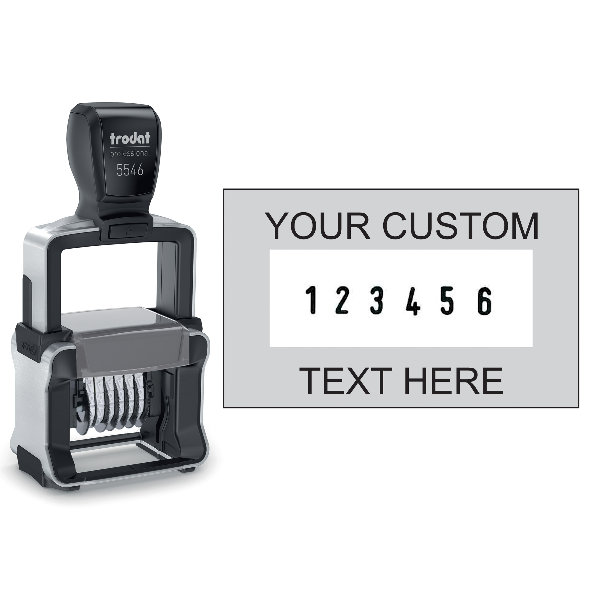 Self Inking Six Digit Number Stamp with Textile Ink