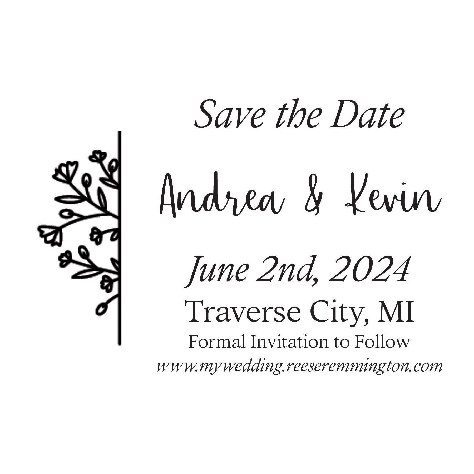 1A SAVE THE DATE Stamp Large Wood Handle Custom