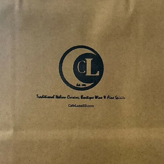 cafe luna stamp on bag